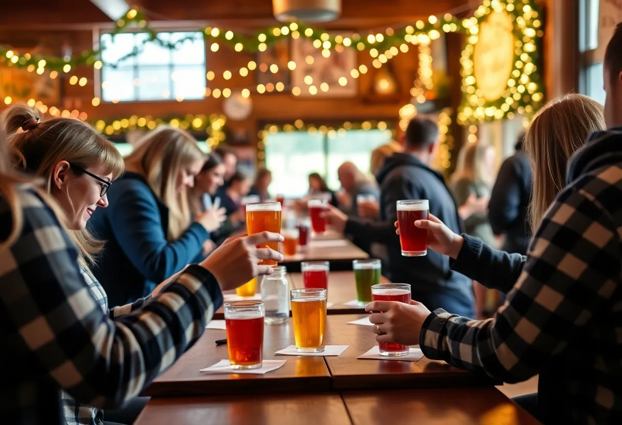 People enjoying a craft night painting pint glasses at Ash & Elm Cider Co.