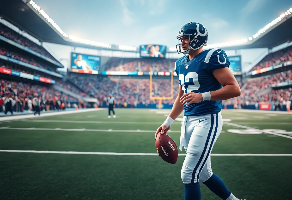 Philip Rivers on the field in Colts practice gear