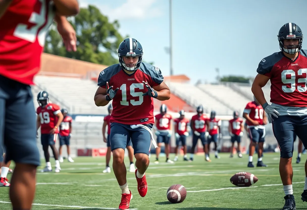 Philip Rivers participating in a football practice session