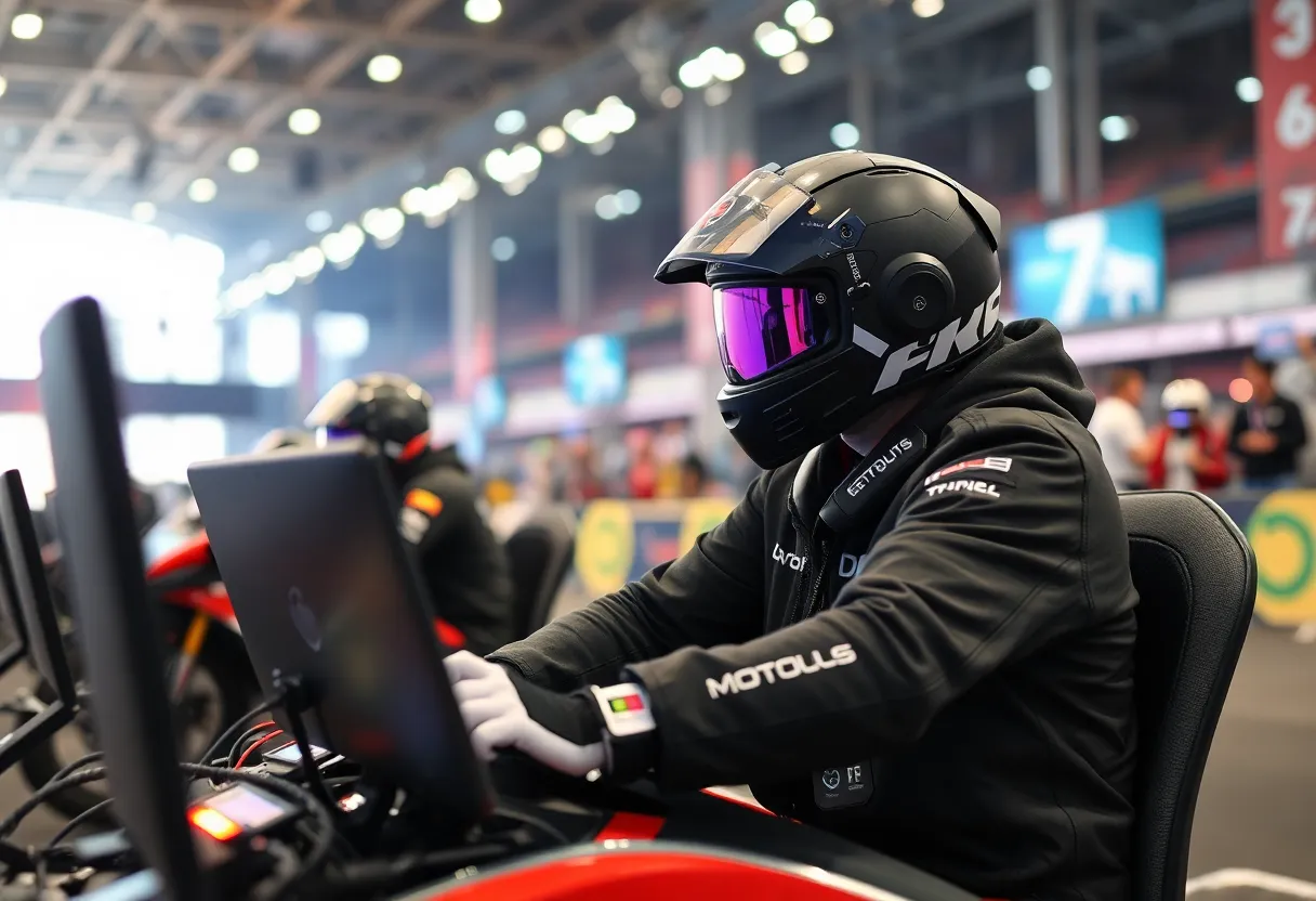 Motorsports event at the PRI Show with simulators and esports competitors