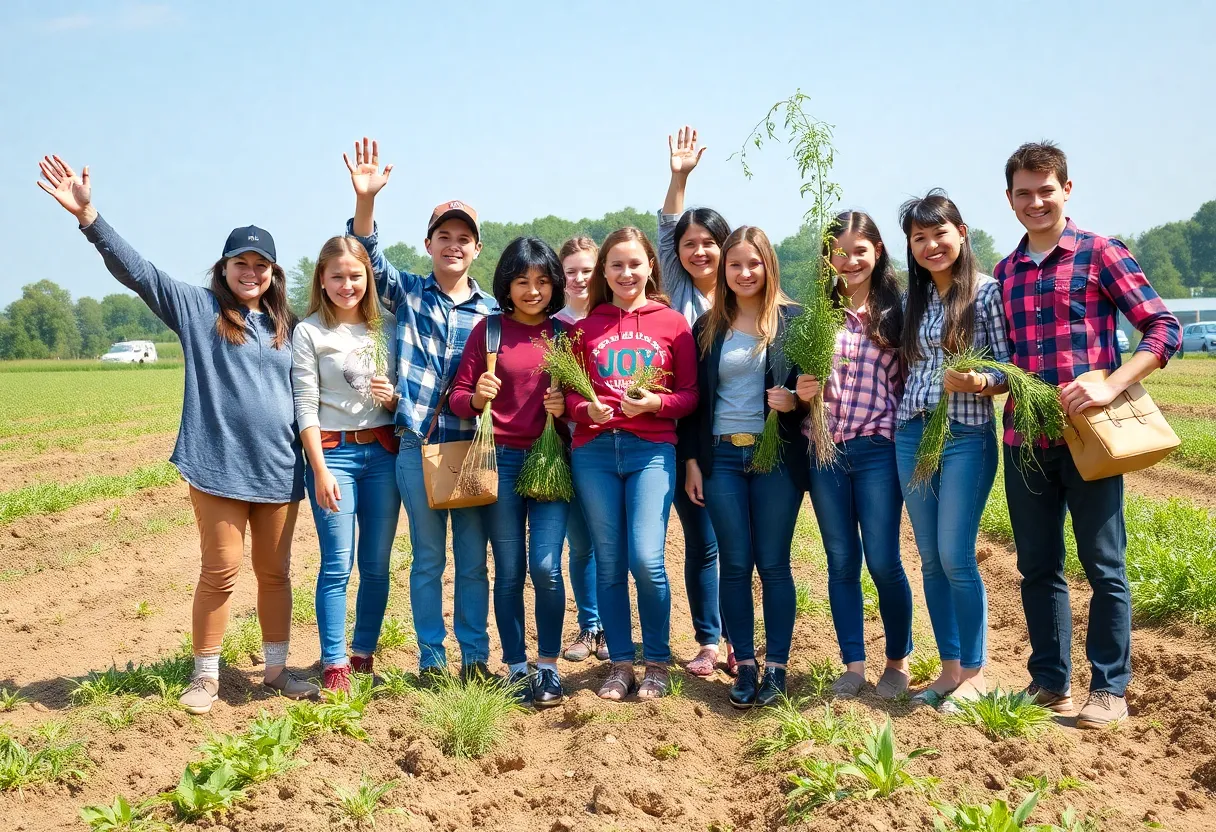 Students celebrating agricultural scholarship award
