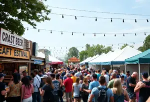Crowds enjoying the Rock the Junction Craft Beer Festival