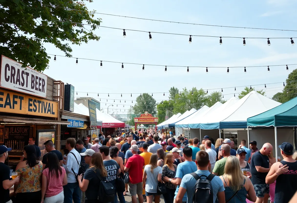 Crowds enjoying the Rock the Junction Craft Beer Festival