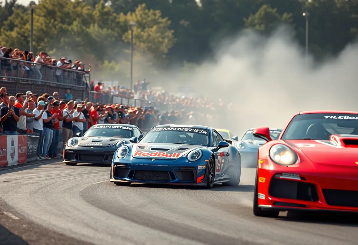 Dynamic racing scene showcasing motorsports excitement