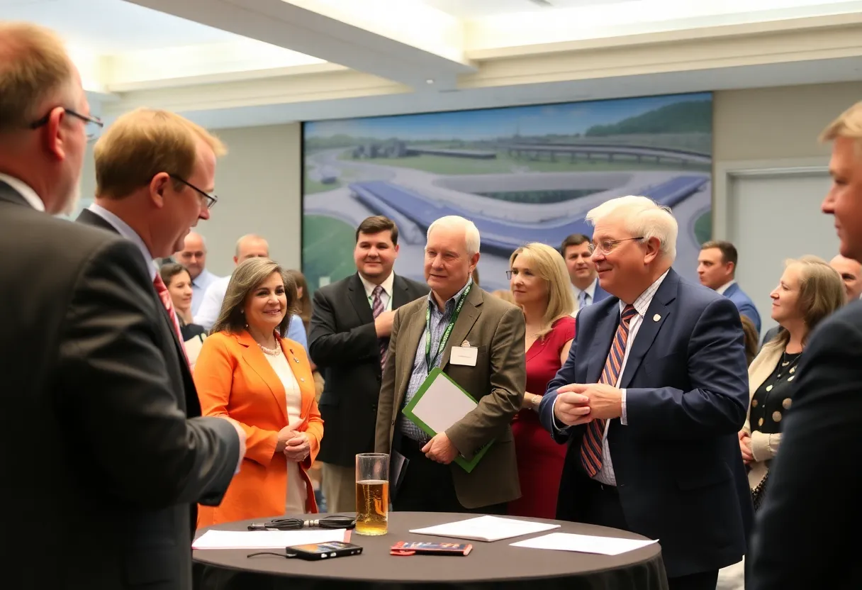 Senator Todd Young addressing local leaders about economic growth initiatives.