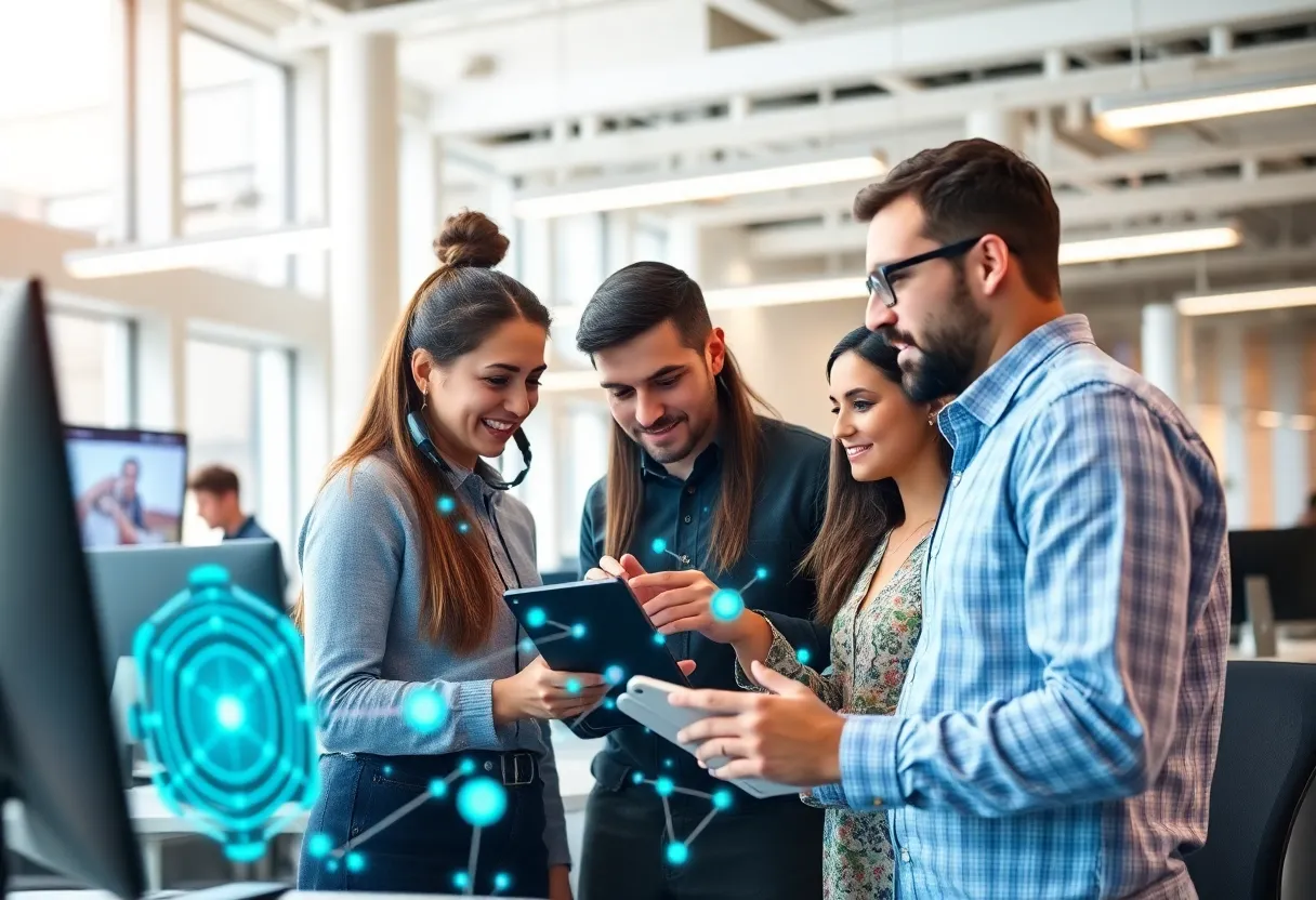 Collaboration between SharpenCX and Ytel in a tech office