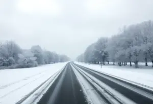 Heavy snowfall in Indiana during a snowstorm