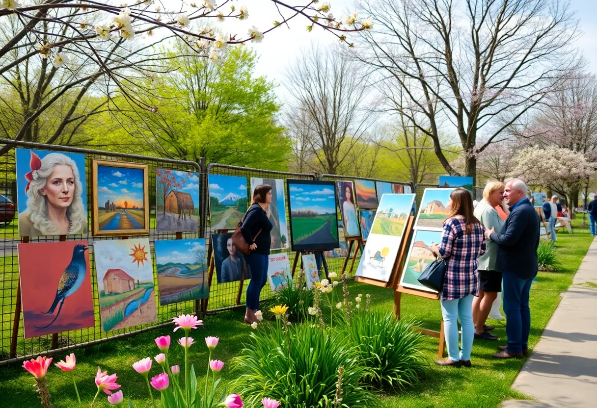 Artists showcasing their artwork at the Spring Art Show in Grassy Creek Park