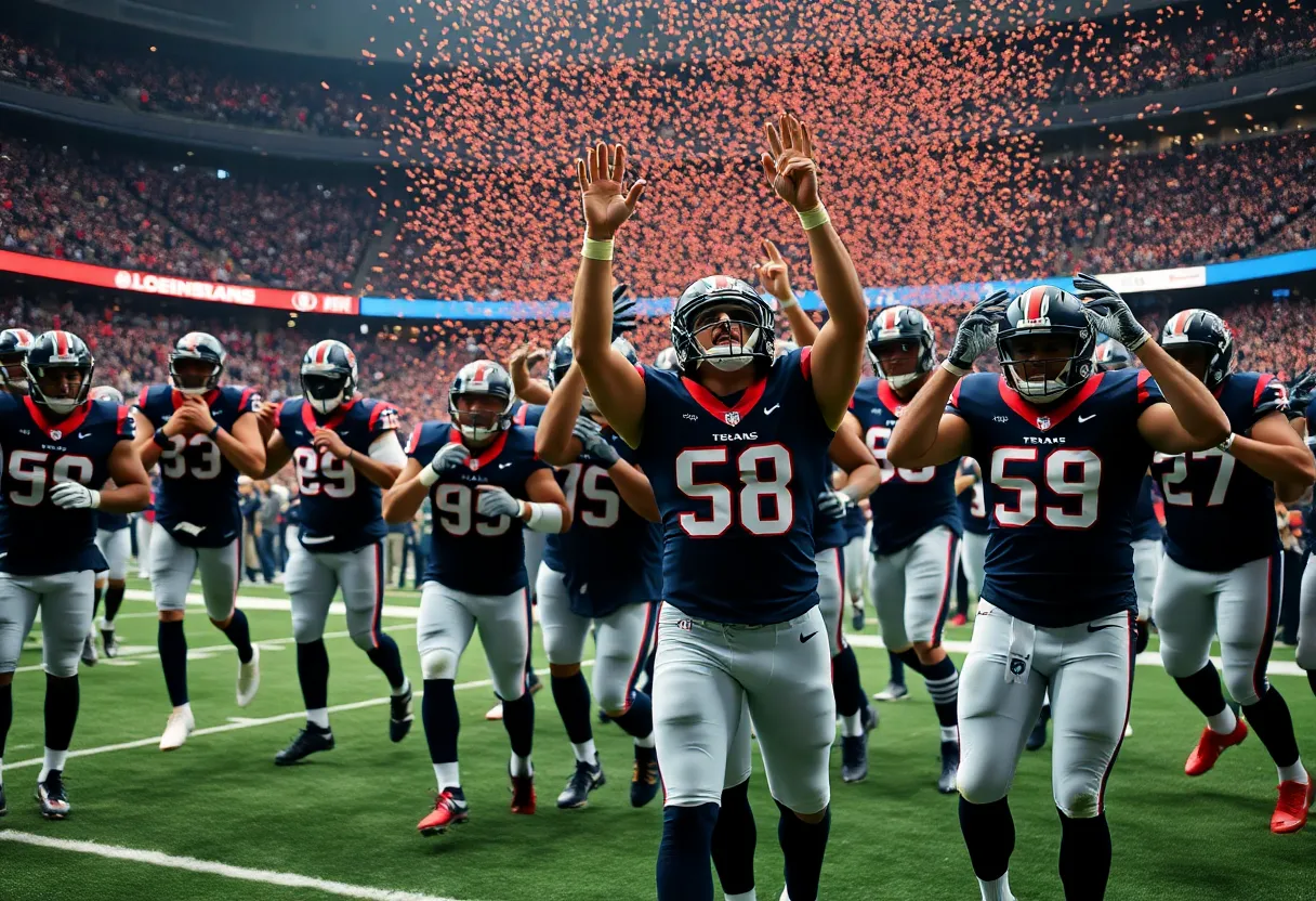 Houston Texans players celebrating their victory