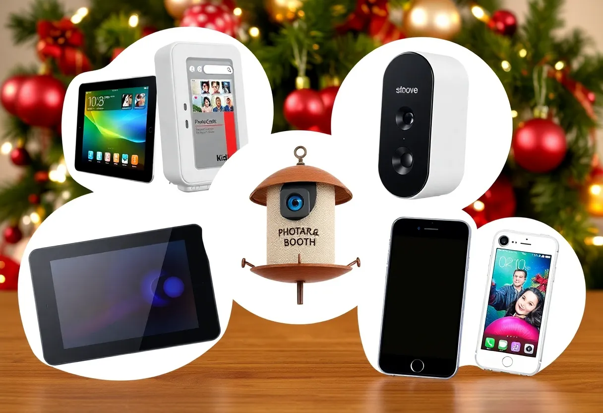 Image showcasing top tech gadgets for the holiday season.