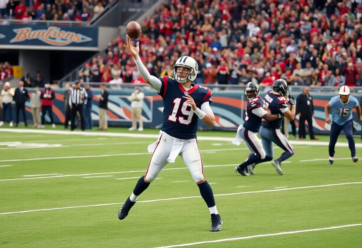 Quarterback making a pass during a football game