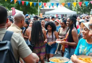 Community members celebrating at the Umoja Village Celebration.