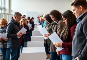Voters participating in a polling station in Indiana