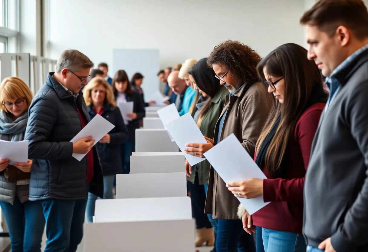 Voters participating in a polling station in Indiana