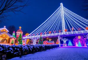 Illuminated lights at the Walkway of Lights in Marion, Indiana.