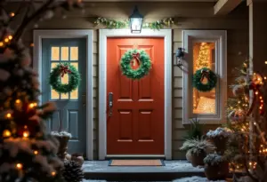 Home security measures for winter break with festive decorations