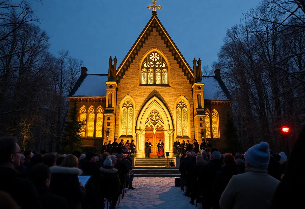 Gothic Chapel at Crown Hill Cemetery during the Winter Solstice Concert
