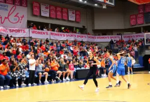 Fans cheering during the Women's Basketball Invitation Tournament