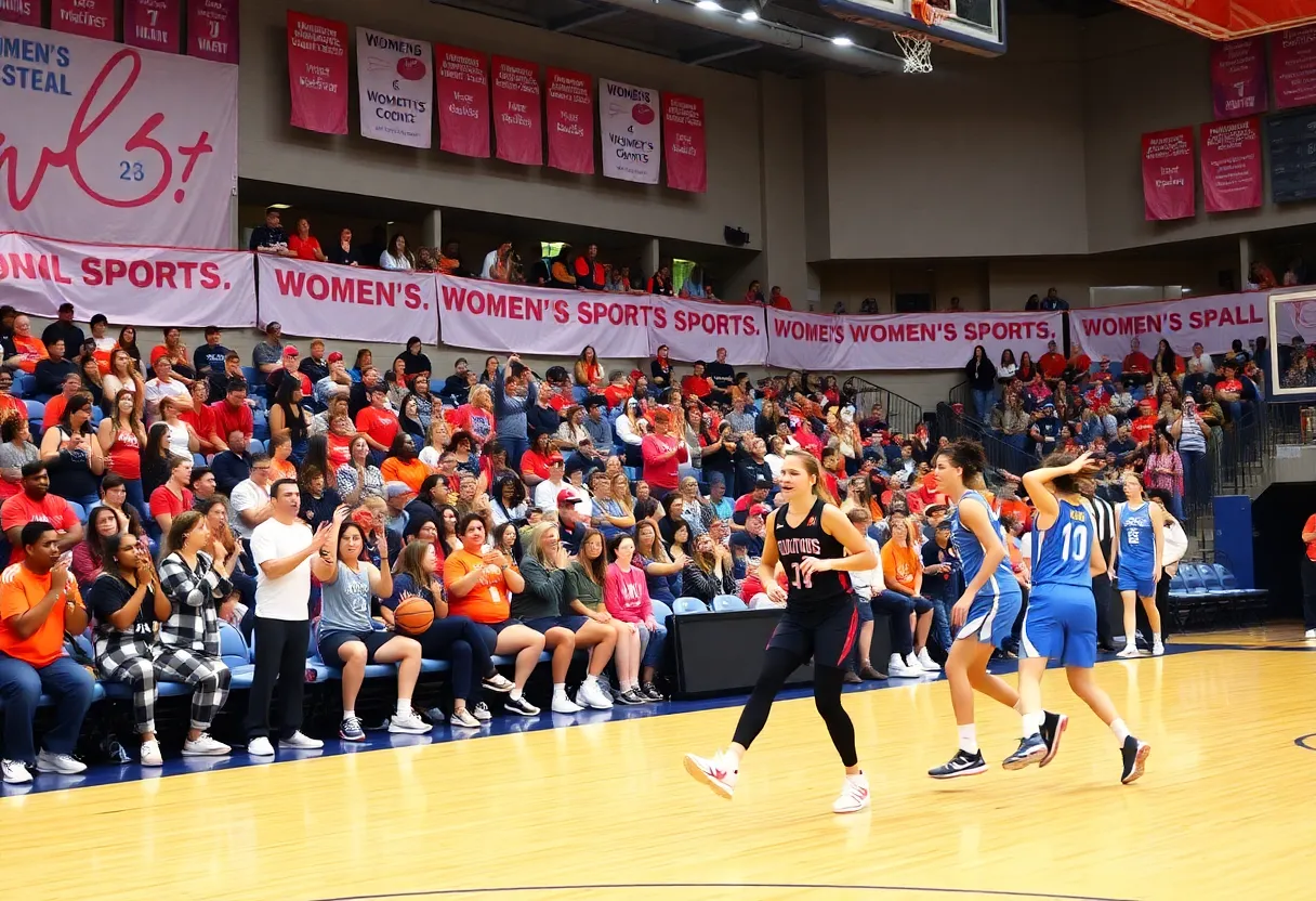 Fans cheering during the Women's Basketball Invitation Tournament