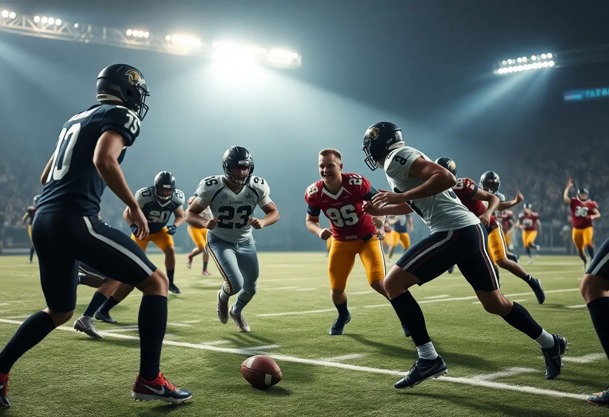San Francisco 49ers players on the field during the NFC Championship game.