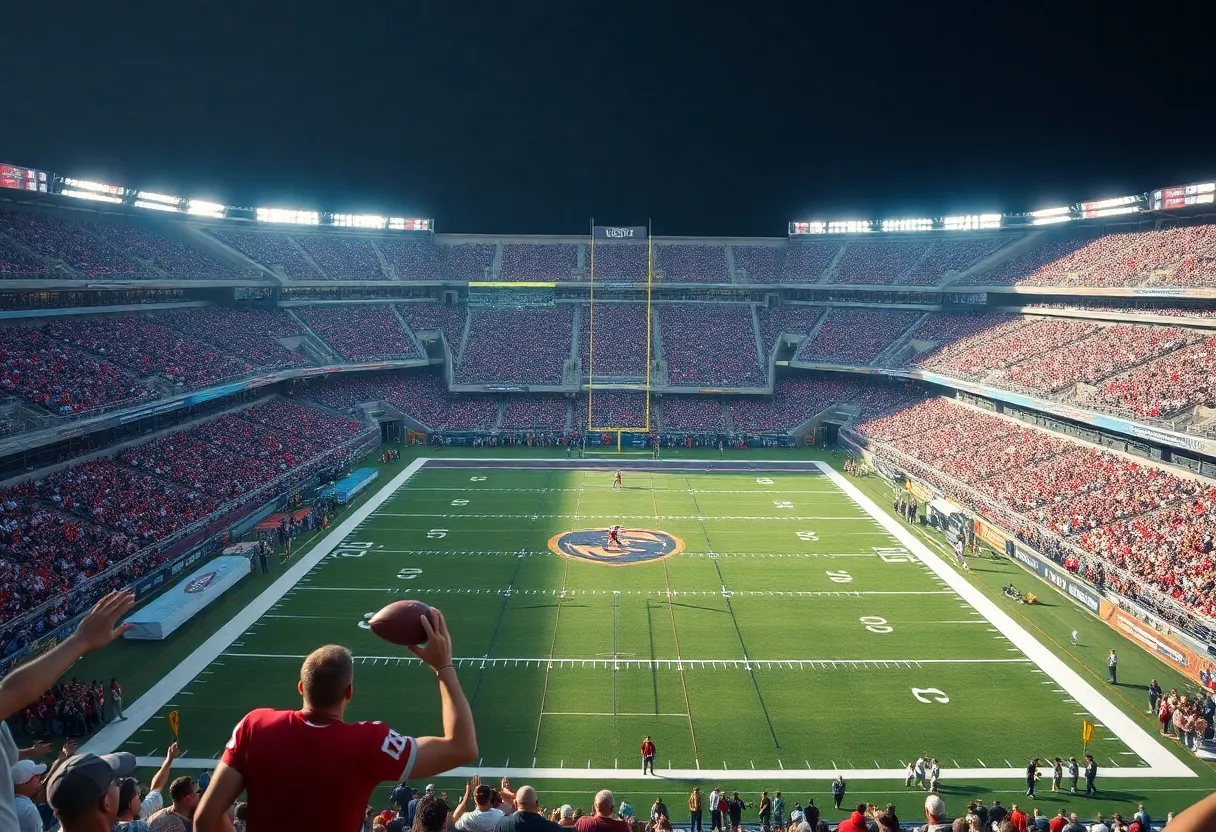 Quarterback throwing a pass during the NFL game
