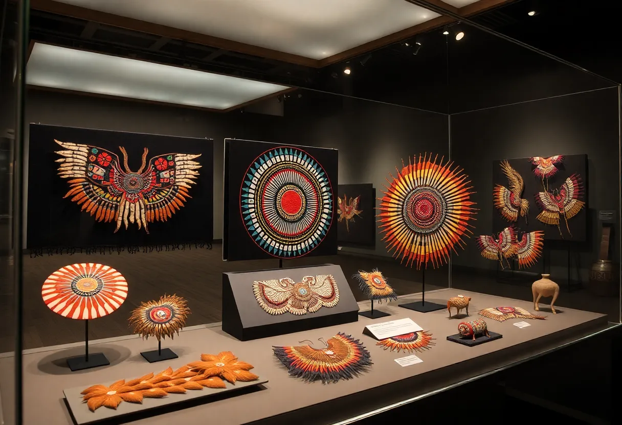 Intricate Anishinaabe quill art pieces on display at the Eiteljorg Museum