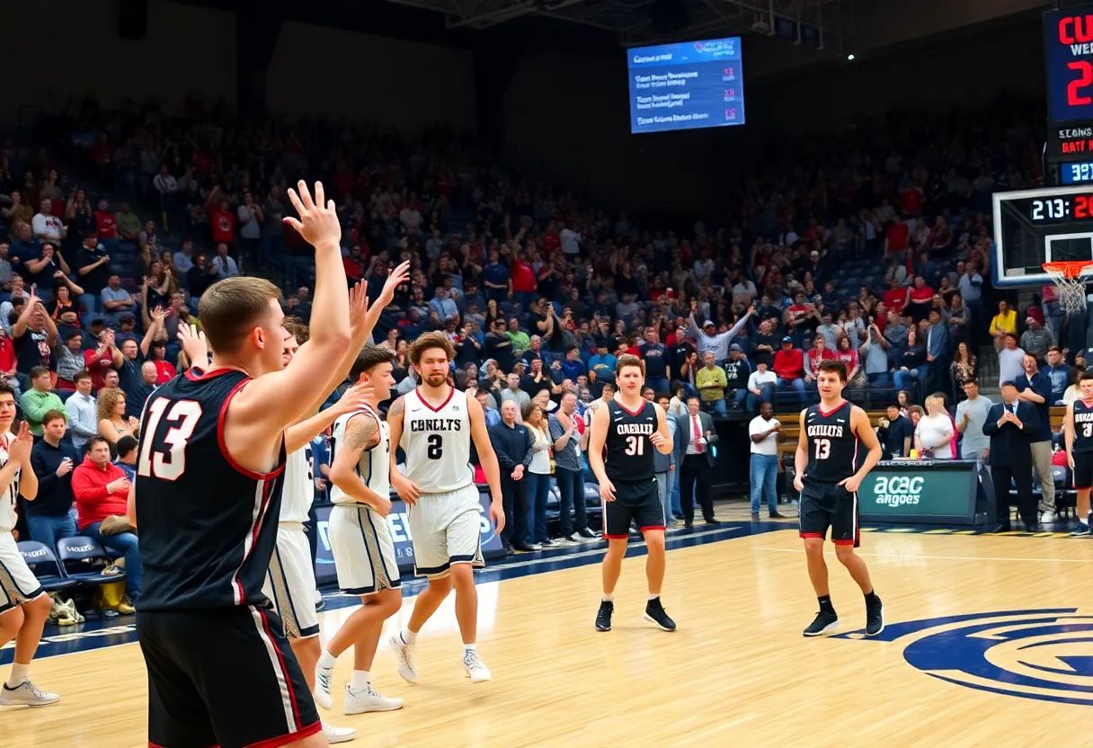 Celebration during a college basketball game at Kohl Center