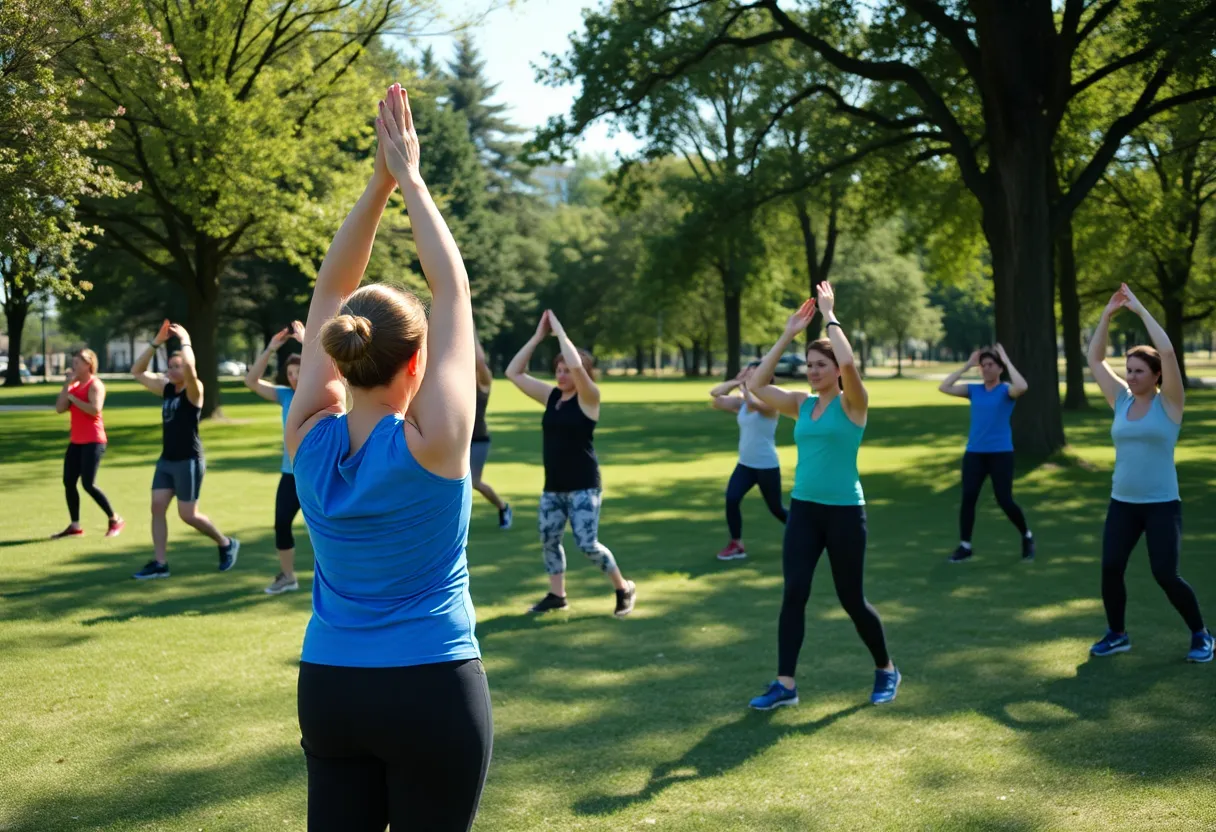 Participants engaging in fitness classes at Broad Ripple Park