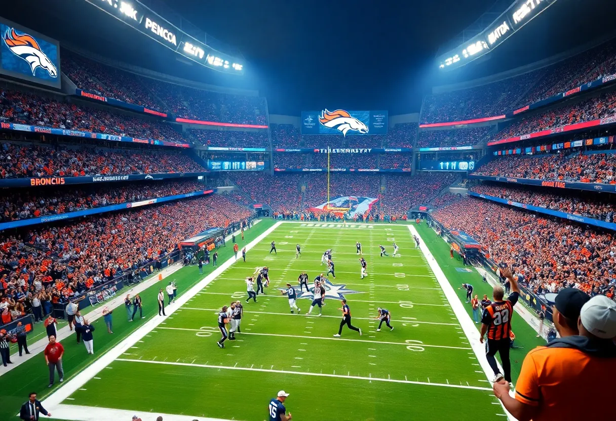 Denver Broncos players celebrating after winning the AFC No. 1 seed.