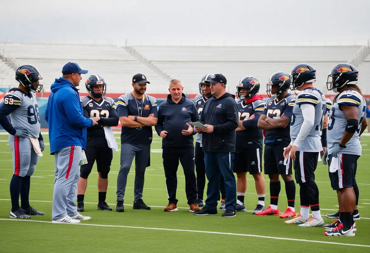 Buffalo Bills staff discussing coaching options.
