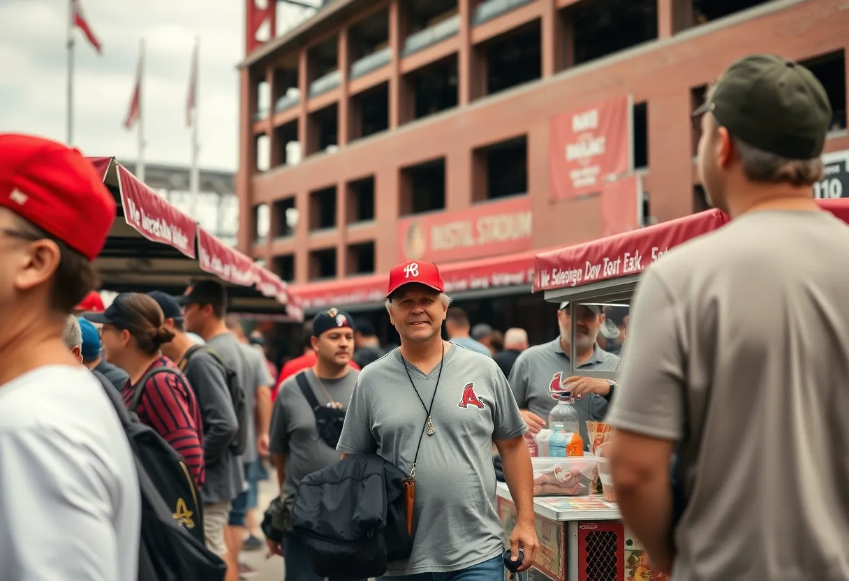 Fans and local vendors at Busch Stadium