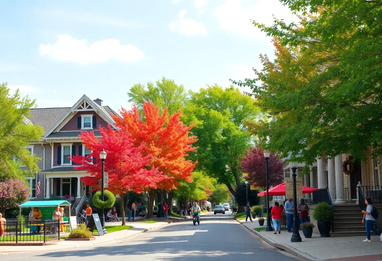 Vibrant Indianapolis neighborhood showcasing historic homes and green spaces.