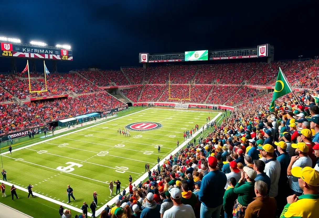Fans cheering in a college football stadium during the playoff semifinals