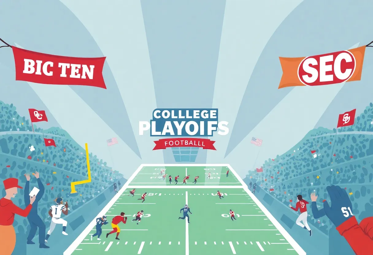 Fans cheering during college football playoff game