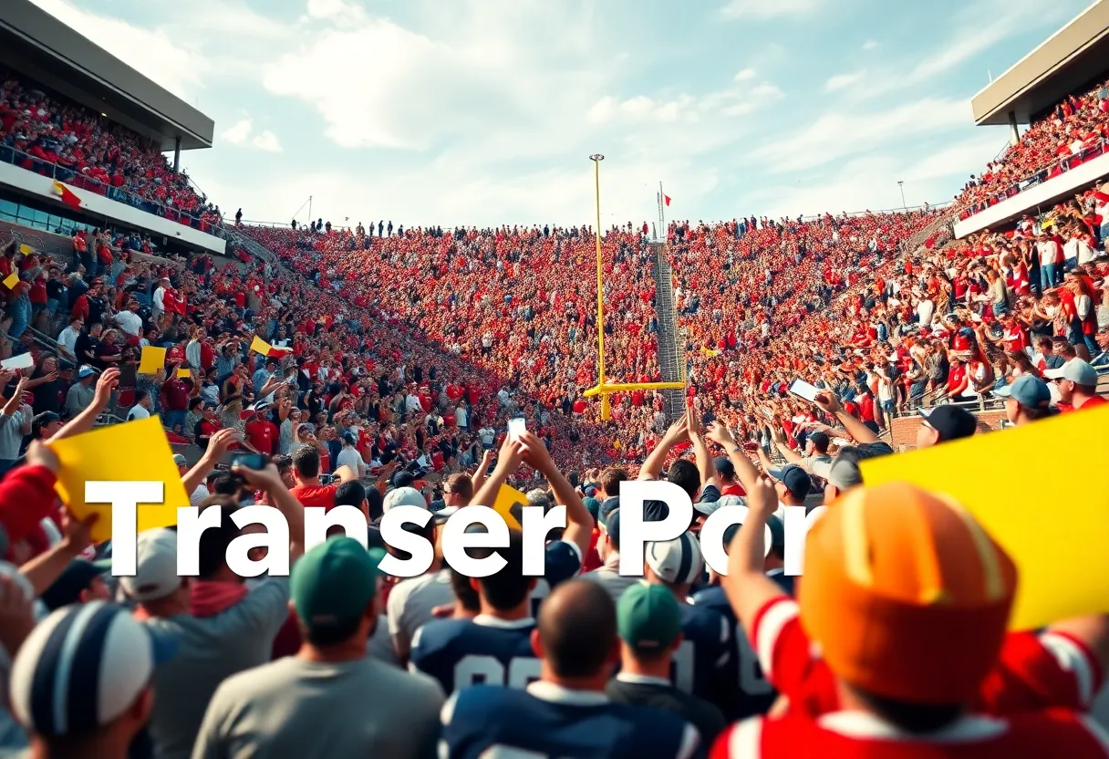 Dynamic college football scene showcasing the excitement of player transfers.