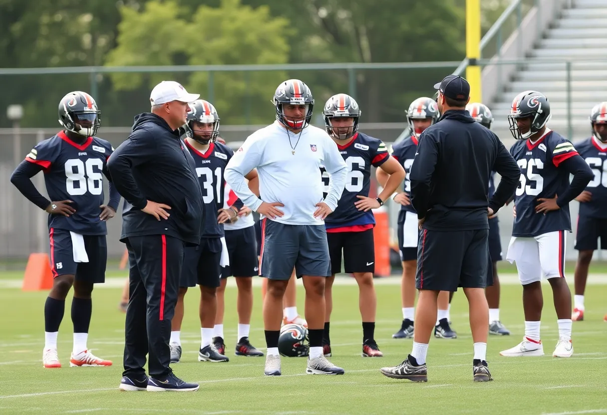 Indianapolis Colts players and coaches in a training session