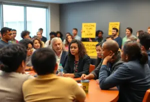 Community members discussing solutions to gun violence