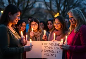 Candlelight vigil for domestic violence victims in Columbus community