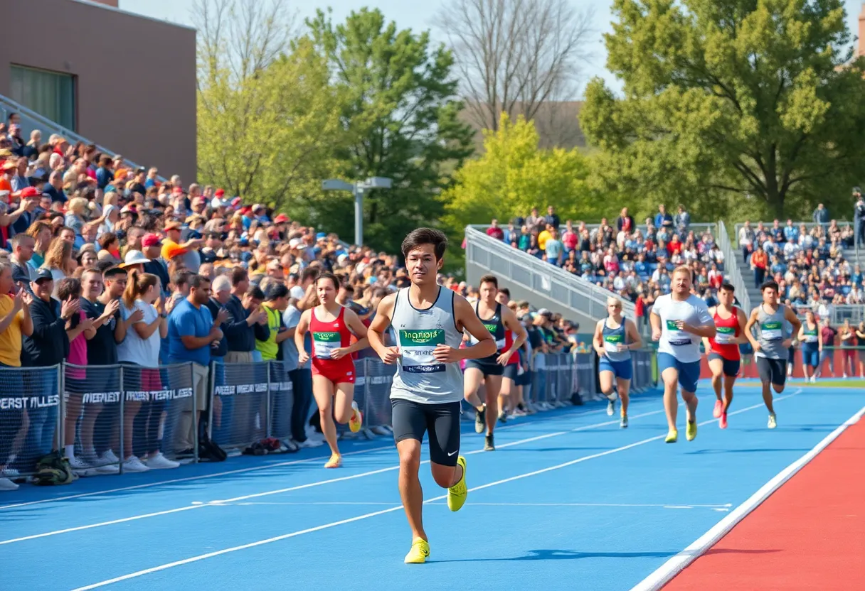 Athletes competing at the University of Dayton Track and Field event