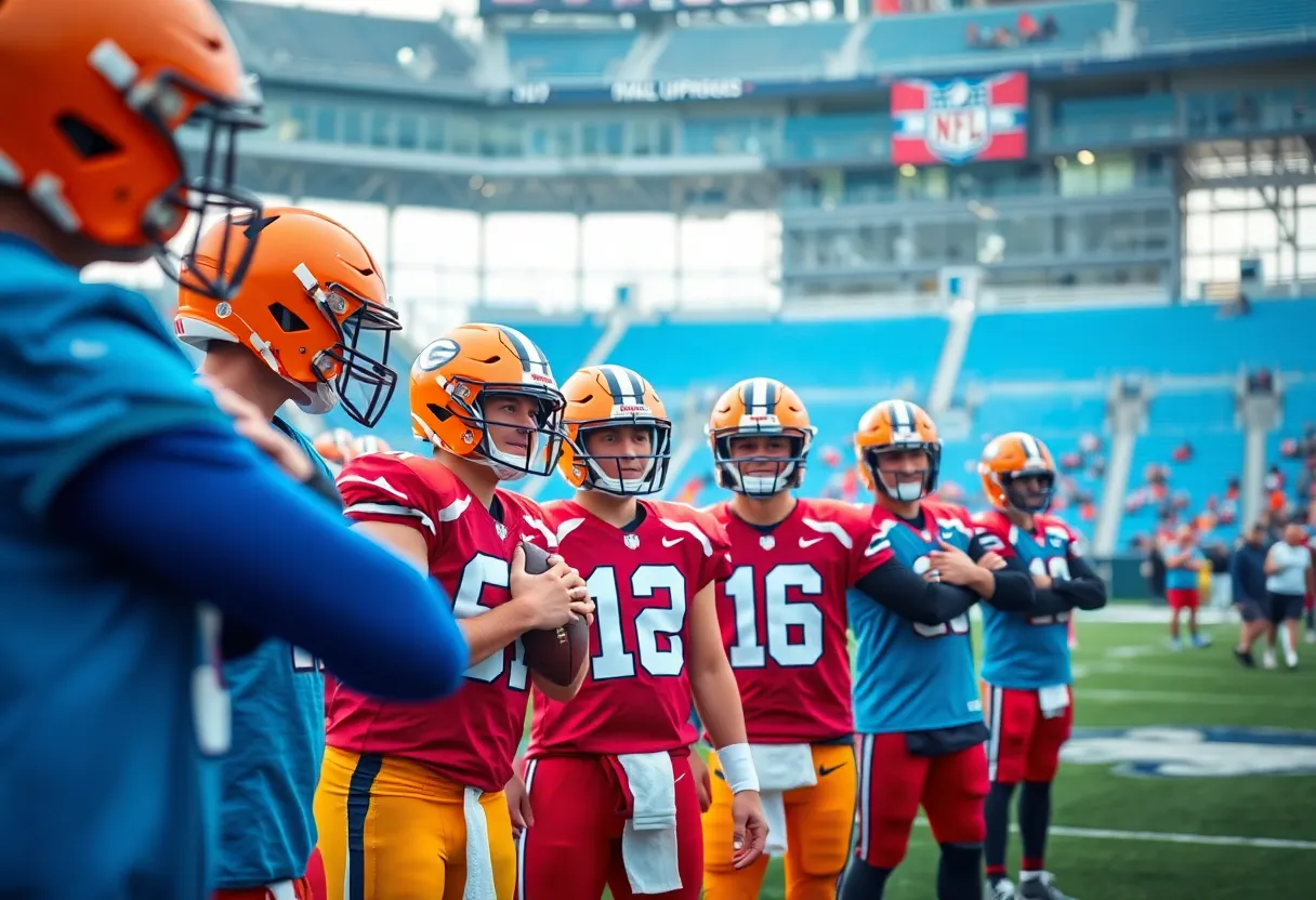 Miami Dolphins quarterback Cam Miller training with teammates