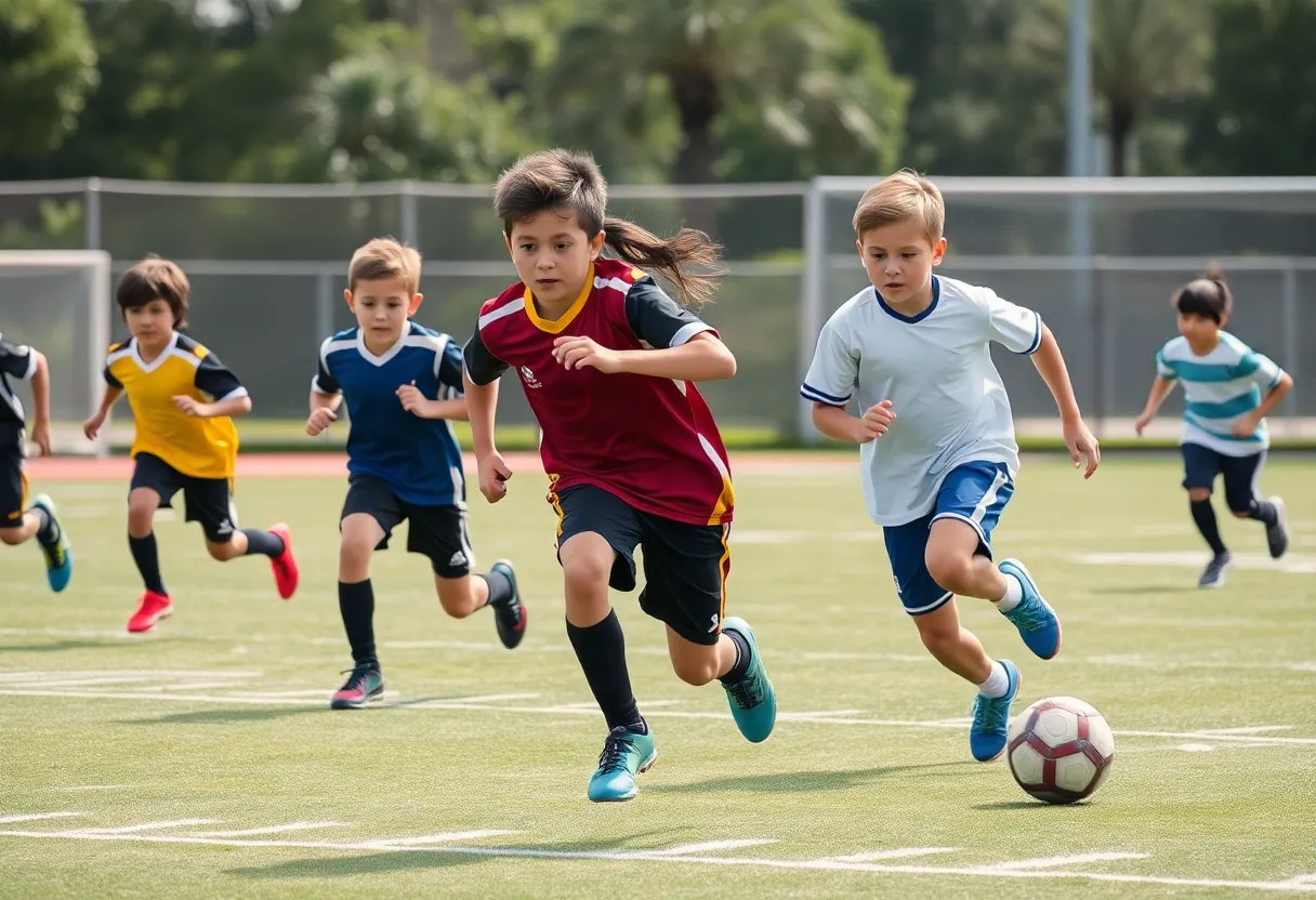 Football players in action on a field during the draft season