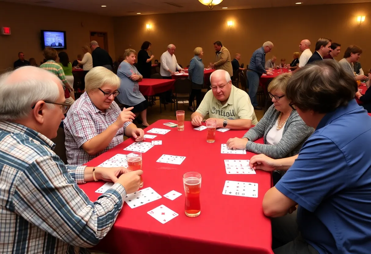 Community members participating in the Euchre Tournament