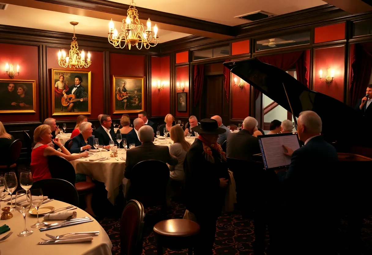 Guests enjoying an evening of cabaret at the Indianapolis Opera event in a historic club.