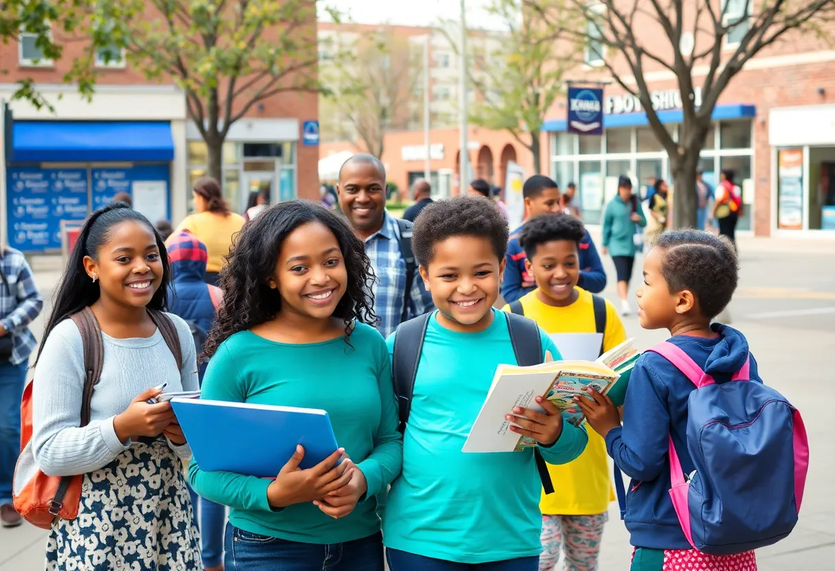 Families engaging in educational activities in Indianapolis