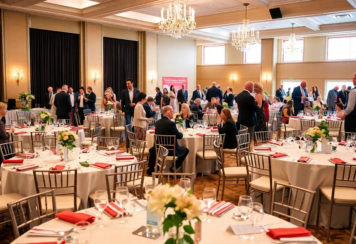 Decorative table setting at the Indiana FFA Blue and Gold Gala event.