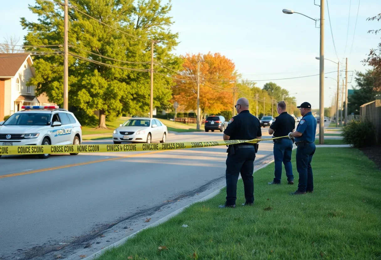 Police officers investigating a shooting scene in Fort Wayne, Indiana