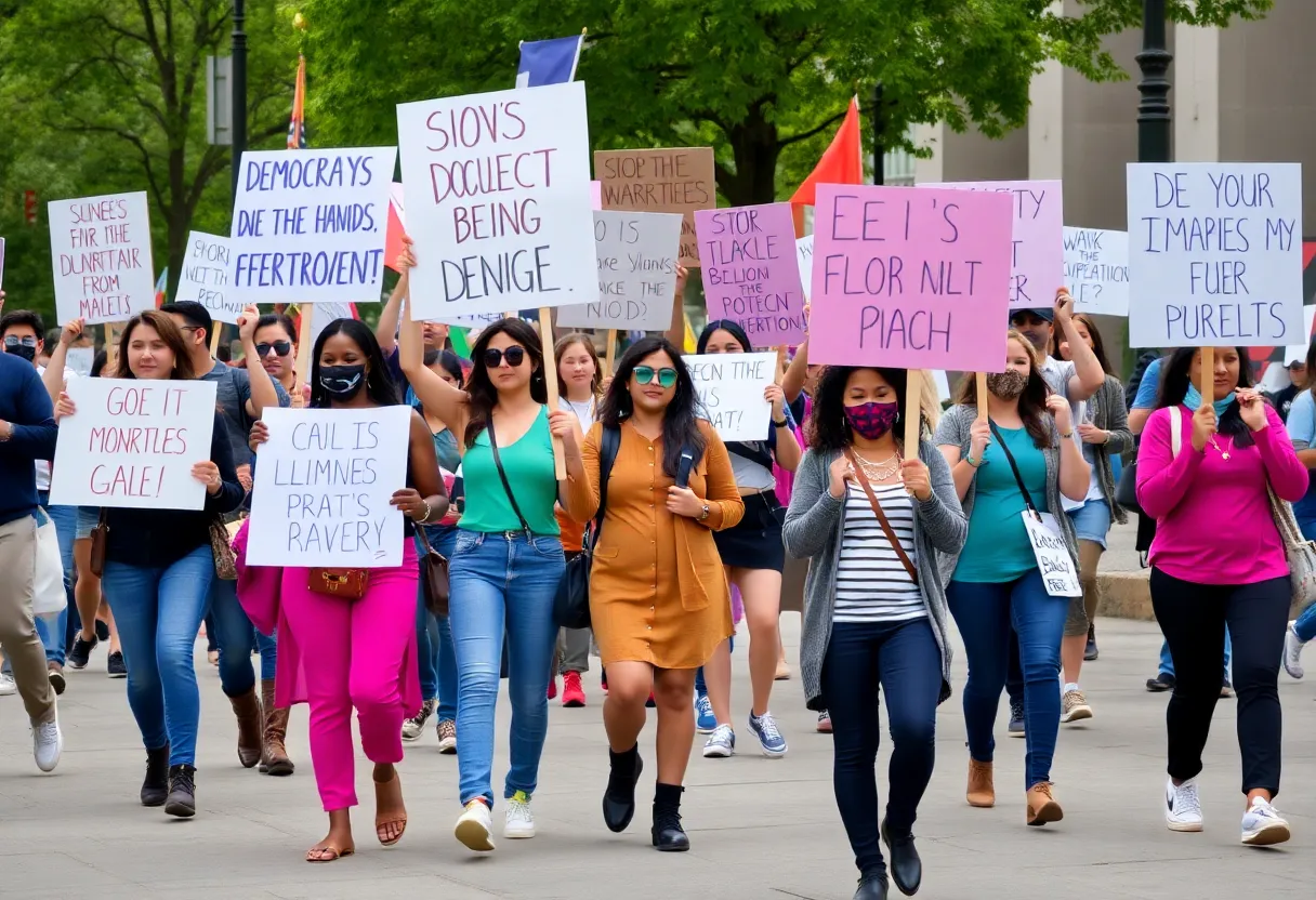 Protesters participating in the Free America Walkout