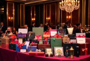 Display of diverse gift items at the GRAMMY Gift Lounge