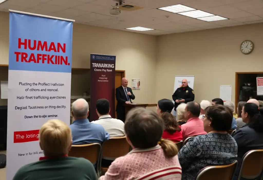 Community members attending a human trafficking awareness seminar