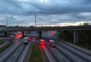 Emergency vehicles respond to a crash on I-70 in Indianapolis